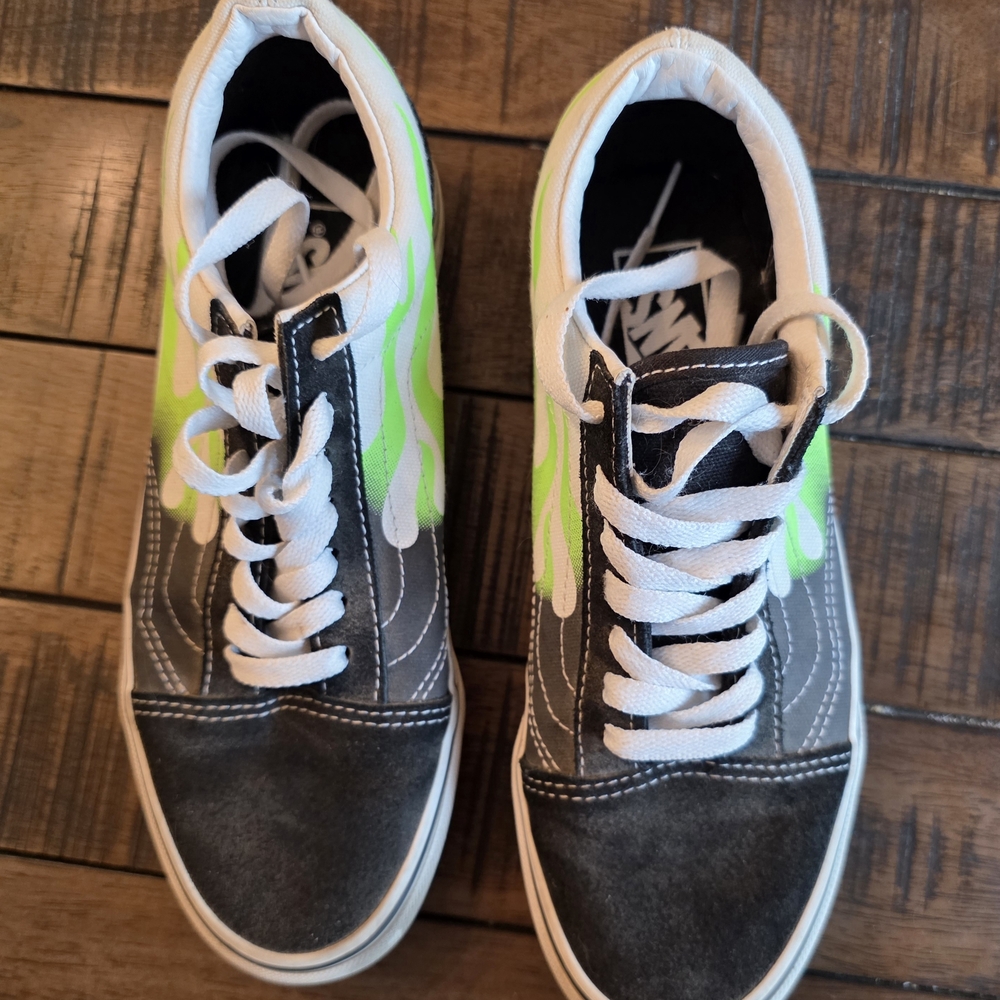 Vans Black and Neon Green Athletic Shoes